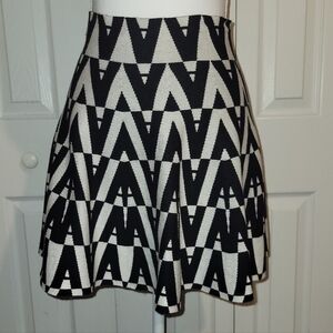 Akira Black & White Geometric A-Line Skirt